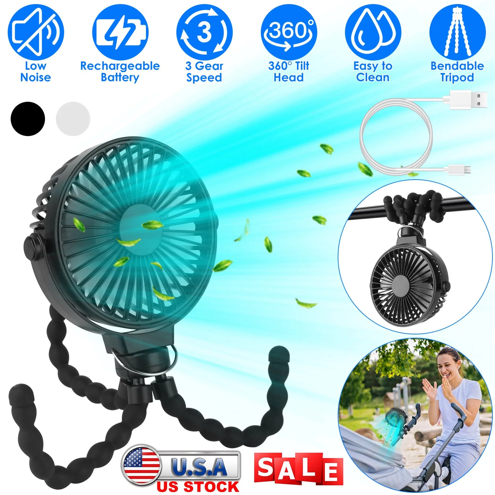 Rechargeable Stroller Fan